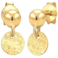 Elli PREMIUM Stecker Kugel Plättchen Antique 375 Gelbgold OneSize Damen