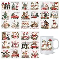 HICOHAND Aufkleber für Weihnachten, zum Aufreiben, 5 Bögen, 30 Muster, Vintage, Weihnachten, der Redemptorist, Kirche, zum Aufreiben, für Möbel, Handwerk, Holz, Glas, Leinwand, Stoffprojekte