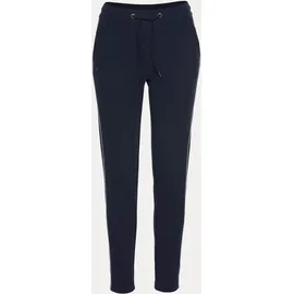 KangaROOS Jogger Pants KANGAROOS, Damen, Gr. 42, N-Gr, blau (marine), Sweatware, Obermaterial: 95% Baumwolle, 5% Elasthan, kontrastfarbene Details, unifarben, bequem knöchellang, Hosen, mit seitlichem Kontraststreifen