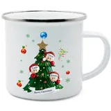 Weihnachtstassen Personalisiert Tasse mit 2-8 Namen Tasse mit Weihnachtsbaum 350ml Keramikbecher Geschenk für Weihnachten (3 namen)