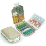 ACWOO Tablettenbox 7 Tage Morgens Abends, Pillendose 8 Gitter 3 Schichten, Pillendose Klein, Medikamentenbox - BPA Frei mit Einfachem Offenem Design für Medikamente, Vitamine, Fischöl usw (Beige)
