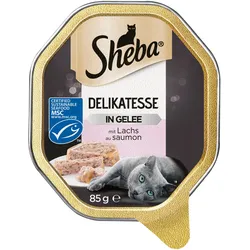 Sheba Delikatesse Gelee 85 Gramm Katzennassfutter 22 x 85 Gramm Geschnetzeltes mit Lachs