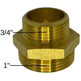feueranker Reduziernippel Messing 3/4" 1" beidseitig flachdichtend