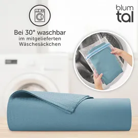 Blumtal Kühldecke 200x230 cm - Bambus Sommerdecke für Sofa - Bett, atmungsaktiv & kühlend – Himmelblau, ideal als Reisedecke- Himmelblau - Himmelblau