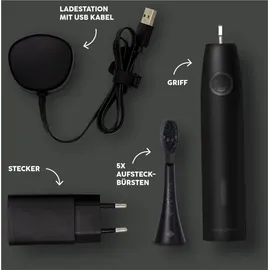 happybrush Eco Vibe 3 Allblack + Aufsteckbürsten 4 St.