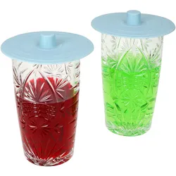 2x FLEX Frischhaltedeckel Ø10cm blau wiederverwendbar Silikon Glas Dosen Becher