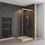 Schulte Home Sunny Eckdusche mit Schiebetüren 90 x 90 cm 180 cm goldfarben Klarglas 28650