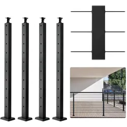 VEVOR 4 Stk. Geländerpfosten 91x2,54x5cm Pfosten mit horizontalen Löchern