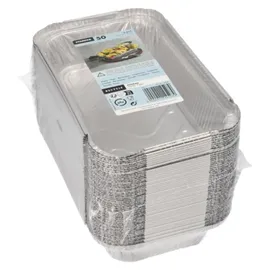 Papstar Starpak 50 Schalen, Alu eckig 0,65 l 3,4 cm x 13 cm x 22 cm