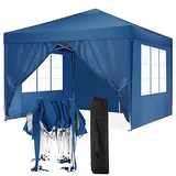 TOOLUCK Pavillon 3x6 Faltpavillon Wasserdicht Stabil Winterfest Faltbar Partyzelt mit 6 Seitenteilen Pop up Gartenpavillon UV Schutz 50+ Höhenverstellbar für Strand Hochzeit Camping, Grau