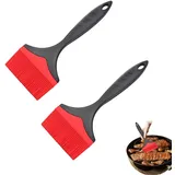 ChAusa 2 Stück Extra Großer Silikon Backpinsel 10cm Extra Breiter Backpinsel,Küche Grillpinsel,Hitzebeständig Silikon Kochpinsel,Pinsel Backen für Backen,Kochen,Grillen (Rot)