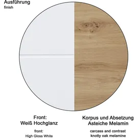 trendteam Bad Waschbeckenunterschrank Amanda Asteiche Nachbildung B/H/T: ca. 60x56x34 cm - weiß