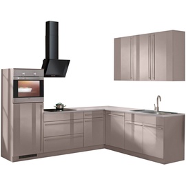 wiho Küchen Winkelküche »Chicago«, mit E-Geräten, 260 x 220 cm braun