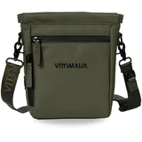 Vitomalia® Deluxe Tasche für Hunde: Multifunktionale Umhängetasche mit waschbarer Leckerlitasche, Gassitasche, Futtertasche, Kotbeutelspender & Magnetverschluss - Perfekt für Gassi & Trainig (Khaki)