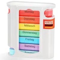 MC-Trend Tablettenbox 7 Tage – Wochendispenser mit 4 Fächern pro Tag, farbcodierte, herausnehmbare Tagesboxen, robuster Turm-Organizer aus BPA-freiem Kunststoff, kompakt 11,4 × 12,7 × 4,3 cm