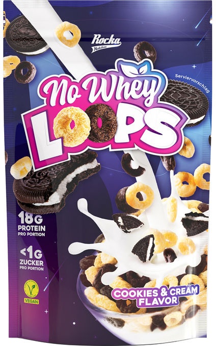 Rocka Nutrition No Whey Loops Cookies & Cream Flavor