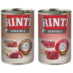 RINTI Sensible Rind mit Reis 6x400 g + Lamm mit Reis 6x400 g