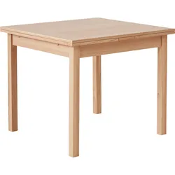 Esstisch HAMMEL FURNITURE "Basic Dinex, schnell innenliegende Einlegeplatten ausziehbar", braun (weißpigmentiert eiche), B:90cm H:76cm T:90cm, Tischplatte: Eiche weiß pigmentiertes Furnier und matt lackiert, Gestell: Massivholz, Tische, Furnier / Massivholz, in zwei Breiten, stabiler dänische Design Tisch