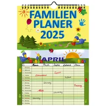 ANSCHÜTZ Familienplaner 2025 mit 5 Spalten Familienkalender A4 Terminplaner Wandkalender mehrfarbig