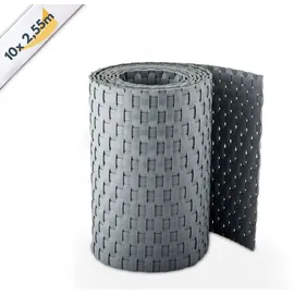 zaun|zu® Sichtschutzstreifen Rattan 255 x 10 cm Hellgrau