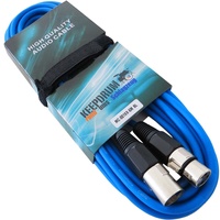 Keepdrum MC-001XXBL 10m Mikrofonkabel Blau XLR Female/XLR Male+Klett-Kabelbinder