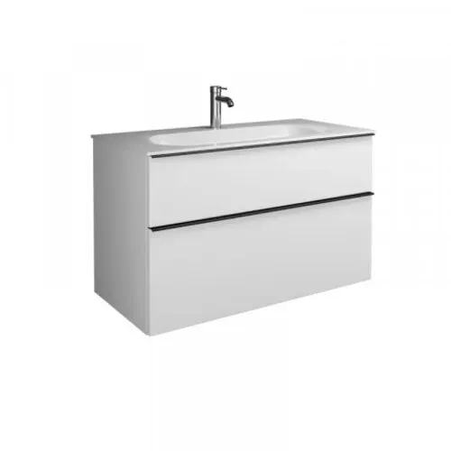 burgbad Fiumo Mineralguss-Waschtisch inklusive Waschtischunterschrank, Breite 1020mm, SFXL102F3956G0223, Farbe: Weiß matt / Weiß matt, Griff weiß matt G0223