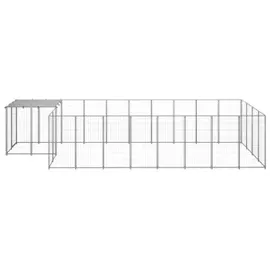 vidaXL Hundezwinger Silbern 10,89 m2 Stahl
