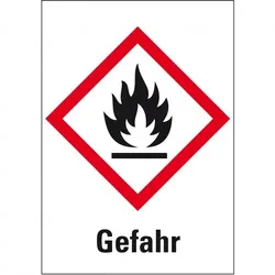 Aufkleber I Gefahrensymbol Flamme GHS 02, Gefahr, Folie, 148x210mm, GHS-Verordnung