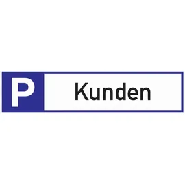 schilderfabrikation moedel gmbh Parkplatzbeschilderung Parkplatz f.Kunden 46 x 11 cm Weiß/Blau/Schwarz