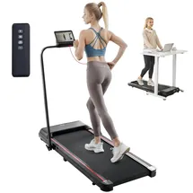 Vevor Laufband unter den Schreibtisch, Laufband zum Arbeiten, klappbares Laufband mit 120 kg Tragkraft, tragbares 2 in 1 Pad mit 2,5 PS, Griffstange Fernbedienung Led-anzeige 1-12 km/h,