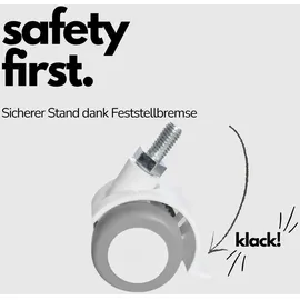 Sämann 4er Set Möbelrolle weiß Gummirolle Lenkrolle Laufrolle Hartbodenrolle