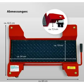 Baumarktplus Rangierhilfe für Motorrad mit Ständer rot 54x19 cm Last bis 250kg Rollwagen Rangierplatte