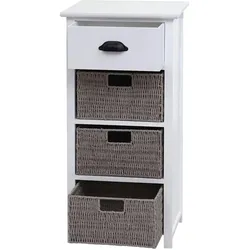Mendler Kommode HWC-K84 mit Körben, Schrank Schubladenschrank, Holz FSC-zertifiziert 83x40x29cm ~ weiß, Körbe grau