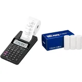 CASIO Druckender Tischrechner HR-8RCE, 12-stellig, Wiederholungsdruck, Cost/Sell/Margin & P-5825-E Papier Rechenmaschine innenliegende Papierrolle geeignet HR-8TEC und HR-8RCE druckenden Rechner