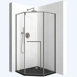 mai & mai Ravenna68K-Plus Fünfeckdusche mit Drehtür 80 x 80 cm 8mm ESG-Sicherheitsglas transparent Duschwanne