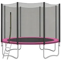 SONGMICS Gartentrampolin mit Randabdeckung, Sicherheitsnetz, Leiter und gepolsterten Stangen, Ø 305 cm, Ø244/Ø305/ Ø366 cm, mit Leiter und gepolsterten Stangen rosa 305 cm