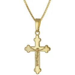 trendor 41170 Kruzifix Anhänger Gold 333 / 8K mit goldplattierter Silberkette, 40 cm