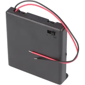 goobay Batteriehalter für 4x Mignon mit Deckel und Schalter lose Kabelenden Schwarz