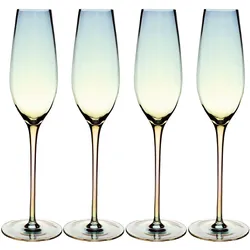 Intirilife 4x Champagner Glas mit Regenbogen Schimmer und Wellenform - 200 ml Füllmenge - Sekt Prosecco Glas Spülmaschinenfest Kristallglas stoßfest