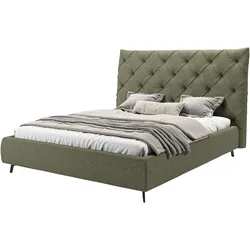 Polsterbett LEONIQUE "Maxime, in 4 Breiten bis 200cm, auch in Leder", grün, B:216cm H:105cm L:254cm, 96% Polyester, 4% Polyacryl, Betten, Kopfteilhöhe 143 cm, belastbar bis 280 kg, auch in Überlänge 220cm