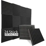 MC Star Akustikplatte 24Stk 2.5cm Lamellen Raum Akustik Schall Dämmung, (Schaumstoff 30 30CM Schwarz, 24-St)