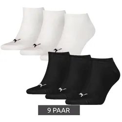 9 Paar PUMA Baumwoll-Socken schlichte Sneaker-Socken Kurz-Socken Strümpfe 261080001 Schwarz oder Weiß - 43-46