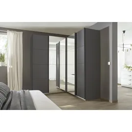 Rauch Quadra grau (graumetallic), B:181cm H:229cm T:187cm, Holzwerkstoff, Schränke, Schwebetürenschrank, Eckschrank inkl. Türendämpfer und Schubladeneinsatz, mit Spiegeltüren