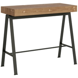 Itamoby Ausziehbare Konsole 90x40/290 cm Bank aus gefärbter Tanne mit anthrazitfarbenem Rahmen