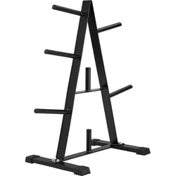 tectake® Hantelscheibenständer, mit 7 Aufnahmen, platzsparend, bodenschonende Kunststoffkappen, Belastbarkeit 200 kg