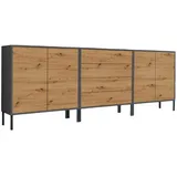 BMG Möbel Sideboard Mailand Set 5 Anthrazit/Eiche