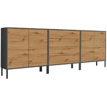 BMG Möbel Sideboard Mailand Set 5 Anthrazit/Eiche