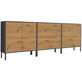 BMG Möbel Sideboard Mailand Set 5 Anthrazit/Eiche