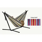 Hängematte Set 190x80 cm mit Gestell – Rot gestreift – Outdoor Relax