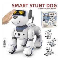 Gontence Robotertier Intelligenter Stunt-Roboter,Neue cool Roboterhund-Begleitenspielzeug (programmierbarer Roboter-Welpe,intelligenter interaktiver Spielzeug) schwarz